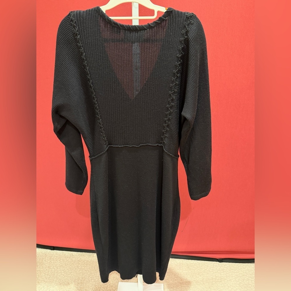Carole Little Black V-neck Long Sleeve Knit Dress - Picture 10 of 10